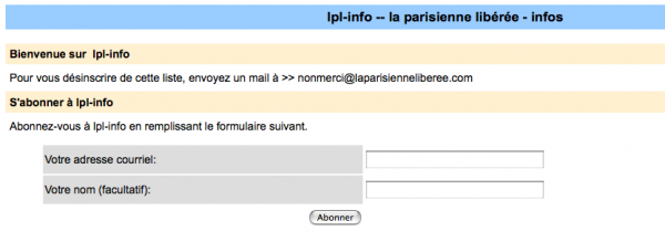 s'abonner - inscrire une adresse