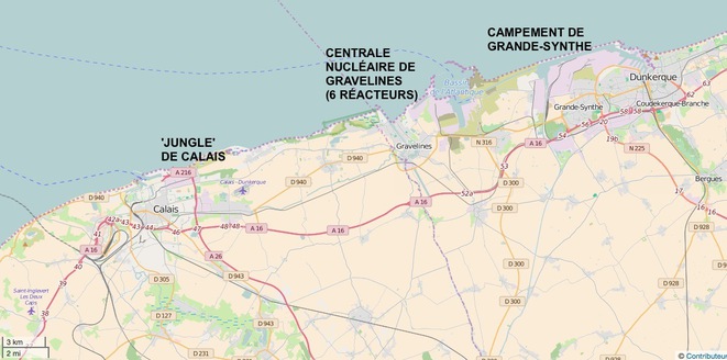 La 'jungle' de Calais, la centrale nucléaire de Gravelines, le camp de la honte de Grande-Synthe