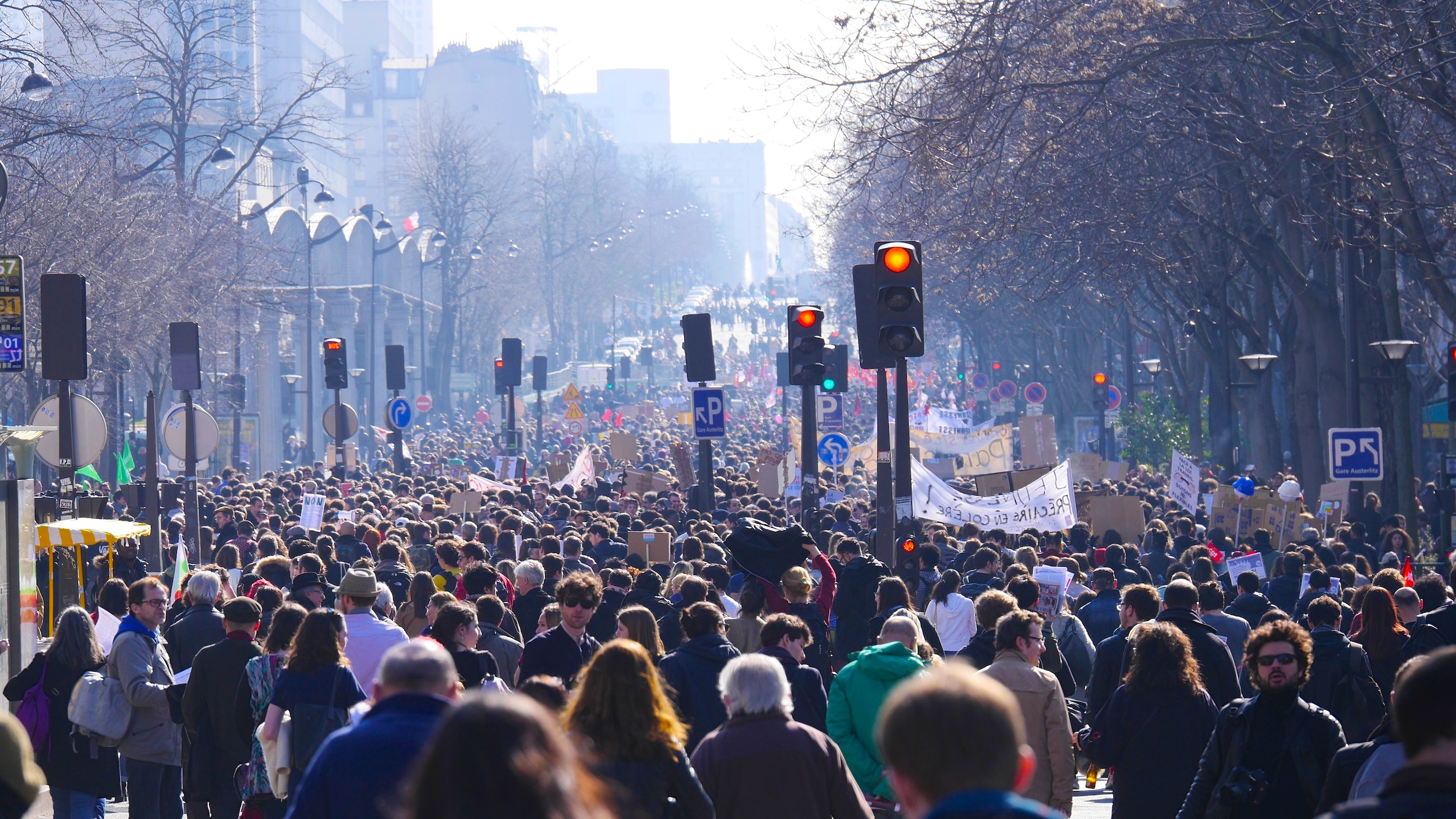 Tête du cortège, vue depuis la gare d'Austerlitz.